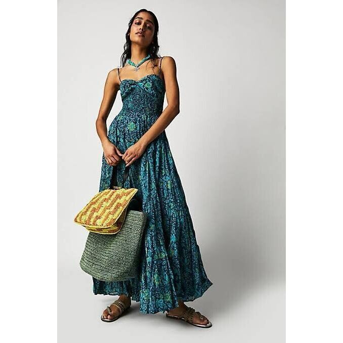 New Free People Sundrenched Printed Maxi Dress Size Small